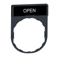 Ramka do mocowania etykiet 30x40mm czarna/czerwona z etykietą 8x27mm "OPEN" Harmony XB4 | ZBY2313 Schneider Electric