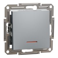 Łącznik 1-biegunowy z podświetleniem bez ramki, stal Asfora | EPH1400162 Schneider Electric