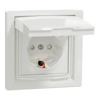Gniazdo pojedyncze Schuko IP44 z/r , białe Asfora | EPH3100321 Schneider Electric