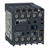 Stycznik mocy miniaturowy 12A AC-3 styk pomocniczy 1NO napiecie cewki 24VDC nóżki lutow 3P, TeSys | LP1K12105BD Schneider Electric