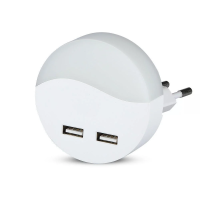 Lampka nocna do gniazdka LED z USB V-TAC SAMSUNG CHIP okrągła VT-84-RD 3000K 10lm | 3800157645010 LED EUROPE