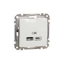 Gniazdo ładowania USB A+C 2,4A, białe Sedna Design