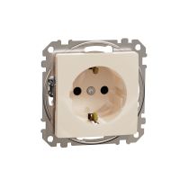 Gniazdo zasilające schuko z przesłonami torów prądowych, beżowe, Sedna Design & Elements | SDD112021 Schneider Electric