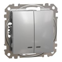 Łącznik świecznikowy z podświetleniem, srebrne aluminium, Sedna Design & Elements | SDD113105L Schneider Electric