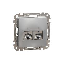 Gniazdo komputerowe podwójne RJ45 kat. 5e STP, srebrne aluminium, Sedna Design & Elements | SDD113452S Schneider Electric