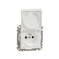 Gniazdo zasilające 2P+PE z przesłonami torów prądowych, zaciski bezgwintowe IP44, białe, Sedna Design & Elements | SDD211014 Schneider Electric