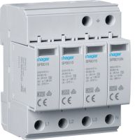 Ogranicznik przepięć SPD T2 4P 3+1 sieć TN-S/TT In=20kA Up≤1,35kV Uc=275V | SPB413 Hager
