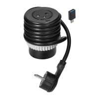Gniazdo meblowe Ø6cm wpuszane w blat z ładowarką USB z gniazdem typu C i przejściówką USB C-A oraz z | OR-GM-9018 Orno
