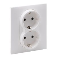 Gniazdo Schuko 2x2P+Z z przesłoną zaciski automatyczne (monoblok), biały, Suno | 721126 Legrand