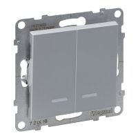 Łącznik schodowy podwójny z podświetleniem 10 AX 250 V zaciski automatyczne, aluminium, Suno | 721318 Legrand