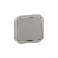 Łącznik podwójny/przycisk podwójny mechanizm 10 AX ‑ 250V AC szary, NOWE PLEXO 55 | 069525L Legrand