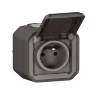 Gniazdo 2P+Z zaciski auto komplet natynkowy 16A - 250V~ antracyt, Nowe Plexo | 069791L Legrand