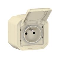 Gniazdo 2P+Z zaciski auto komplet natynkowy 16A - 250V~ piaskowe, Nowe Plexo | 069776L Legrand