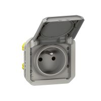 Gniazdo pojedyncze z/u 2P+Z 16A 250V IP55 zaciski automatyczne (mechanizm) szary, Nowe Plexo | 069551L Legrand