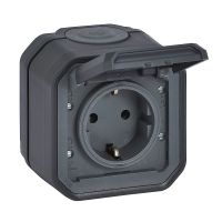 Gniazdo schuko 2P+Z zaciski auto komplet natynkowy 16A-250V~, antracyt, Nowe Plexo  | 069799L Legrand