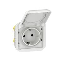 Gniazdo schuko 2P+Z zaciski auto mechanizm 16A-250V~ białe, Nowe Plexo | 069640L Legrand