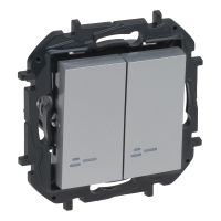 Łącznik schodowy podwójny podświetlany 10AX, aluminium, NILOE STEP | 863318B Legrand