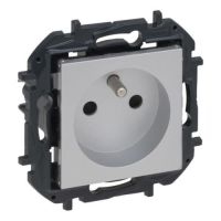 Gniazdo 2P+Z, zaciski automatyczne, z przesłoną, aluminium, NILOE STEP | 863333B Legrand