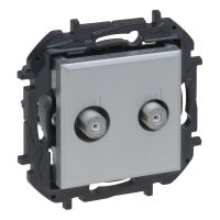 Gniazdo podwójne 2xTV typu "f" końcowe typu gwiazda, 1,5 dB, aluminium, NILOE STEP | 863376B Legrand