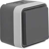 Gniazdo SCHUKO 2P+Z z pokrywą, kompletne, IP55, szary, W.1 | WNC140 Hager
