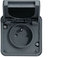 Gniazdo z uziemieniem 2P+Z, kompletne, IP55, szary, W.1 | WNC100EC Hager