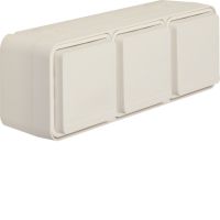 Gniazdo z uziemieniem 2P+Z kompletne 3-kr poziome, IP55, biały, W.1 | WNC123B Hager