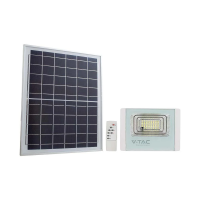 Naświetlacz LED solarny V-TAC 12W biały IP65 pilot timer VT-25W 6400K 550lm | 3800170207790 LED EUROPE