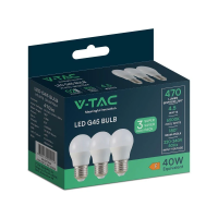 Żarówka LED V-TAC 4,5W E27 G45 P45 kulka (opak. 3szt) VT-2176 6500K 470lm | 3800170221116 LED EUROPE