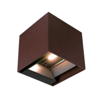 Oprawa ścienna solarna/USB V-TAC 9W LED COB brąz corten kostka 15x15cm IP65 czujnik ruchu VT-409CCT | 3800170260542 LED EUROPE