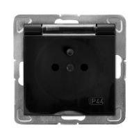 Gniazdo bryzgoszczelne z uziemieniem IP-44 wieczko przezroczyste GPH-1YZ/m/33/d czarny matowy | GPH-1YZ/m/33/d Ospel