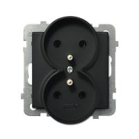 Gniazdo podwójne z/u, 16A, zaciski gwintowe, czarny matowy, Sonata | GP-2RRZ/m/33 Ospel