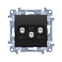 Gniazdo antenowe satelitarne podwójne SAT-SAT-RTV, 1x wejście: 5 MHz-2,4 GHz, czarny Simon 10 | CASK2F.01/49 Kontakt Simon