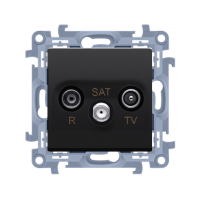 Gniazdo antenowe R-TV-SAT przelotowe (moduł), 1x wejście: 5 MHz-2,4 GHz, czarny Simon 10 | CASP.01/49 Kontakt Simon