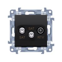 Gniazdo antenowe satelitarne podwójne SAT -SAT -RTV,1x wejście: 5 MHz-2,4 GHz, czarny Simon 10 | CASK2.01/49 Kontakt Simon