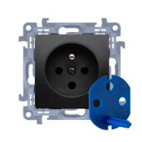 Gniazdo DATA z kluczem uprawniającym (moduł) 16A, 250V, zaciski śrubowe, czarny Simon 10 | CGD1.01/49 Kontakt Simon