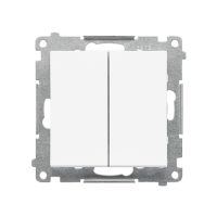 Łącznik jednobiegunowy + łacznik dwubiegunowy, 2 klawisze 16AX 250V, zac gwint, Biały mat Simon 55 | TW12A.01/111 Kontakt Simon