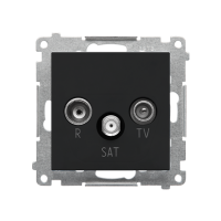 Gniazdo antenowe R-TV-SAT przelotowe 7 dB (moduł). 1x Wejście: 5 MHz÷2,4 GHz, Czarny mat Simon 55 | TASP.01/149 Kontakt Simon