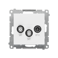 Gniazdo antenowe satelitarne podwójne SAT-SAT-RTV (moduł) 2xWejście: 5MHz÷2,4GHz, Biały mat Simon 55 | TASK2.01/111 Kontakt Simon