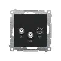 Gniazdo antenowe satelitarne podwójne SAT-SAT-RTV (moduł) 2xWejście: 5MHz÷2,4GHz Czarny mat Simon 55 | TASK2.01/149 Kontakt Simon