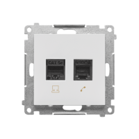 Gniazdo komputerowe RJ45 kategoria 5e + telefoniczne RJ12 (moduł), Jasnoszary mat Simon 55 | T5F.01/114 Kontakt Simon