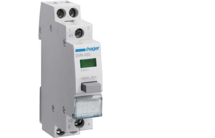 Przełącznik przyciskowy 2NO LED zielona Ith=16A 230VAC | SVN433 Hager