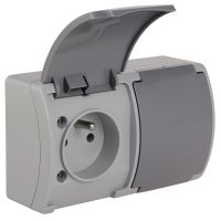 Gniazdo podwójne z uziemieniem (2x2P+Z) VG 162-08, n/t IP44 popiel z klapką grafit (1szt) | 61.384 Elektro-Plast Opatówek