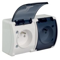 Gniazdo podwójne z uziemieniem (2x2P+Z) VG 162-51, n/t IP44 białe z klapką dymną (1szt) | 61.385 Elektro-Plast Opatówek