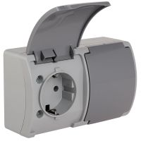 Gniazdo podwójne 2x2P+Z SCHUKO VG 182-08, n/t IP44 popiel z klapk.grafit (1szt) | 61.399 Elektro-Plast Opatówek