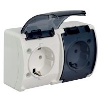 Gniazdo podwójne 2x2P+Z SCHUKO VG 182-51, n/t IP44 białe z klapką dymną (1szt) | 61.400 Elektro-Plast Opatówek