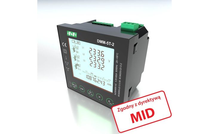 Multimetr panelowy z komunikacją Modbus RTU | DMM-5T-2 F&F