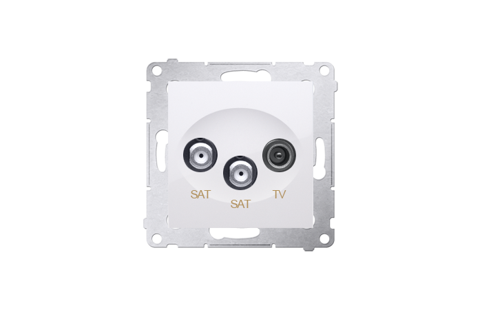 Gniazdo antenowe satelitarne podwójne SAT-SAT-RTV (moduł) biały DASK2.01/11 Simon 54 | DASK2.01/11 Kontakt Simon