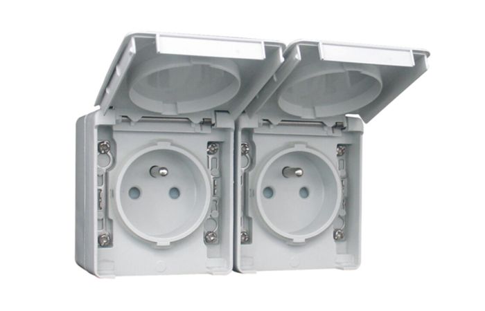 Gniazdo podw&oacute;jne z/u, szary, Waterproof48 IP65 | 48867CCZ Efapel