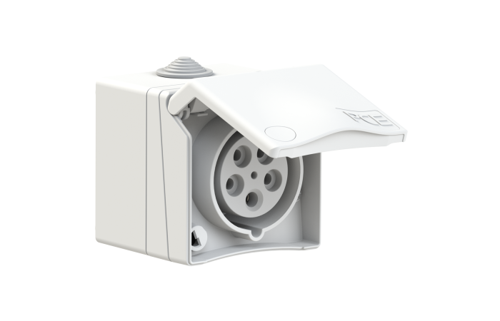 Gniazdo nadtynkowe przelotowe zabudowane seria Design 16A 3P+Z+N 400V 50/60Hz 6h IP44 | 865-6v PCE
