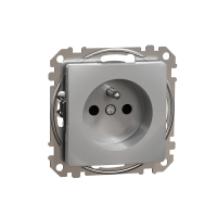 Gniazdo 2P+PE z przesłonami (zaciski bezgwintowe), srebrne aluminium, Sedna Design | SDD113012 Schneider Electric